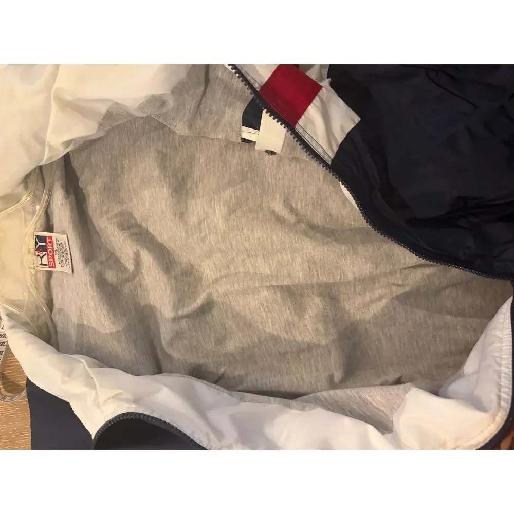 R&Y XXL Navy Red White Windbreaker Jacket Retro 90s Colorblock Nylon ZIp‎
